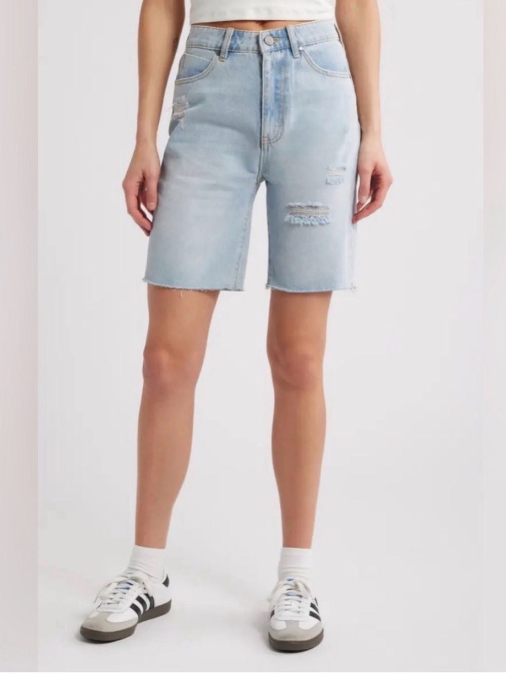 PTCL Nola high rise denim Bermuda Jean shorts. NWT